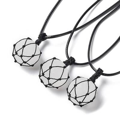 Natural Rose Quartz Round Pendant Necklace