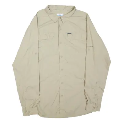 COLUMBIA Mens Plain Shirt Beige Long Sleeve XL