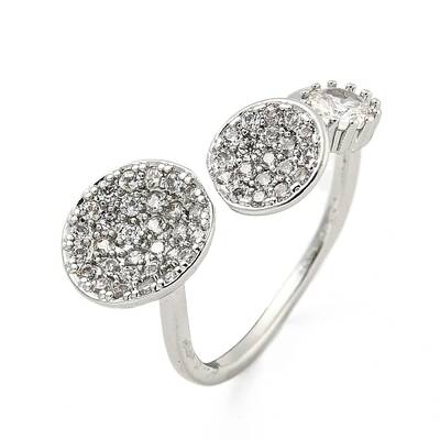 Brass Micro Pave Cubic Zirconia Cuff Rings