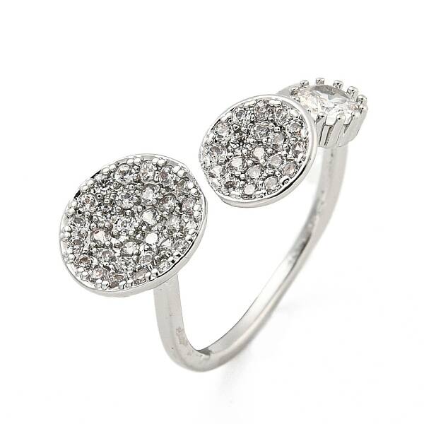 Brass Micro Pave Cubic Zirconia Cuff Rings