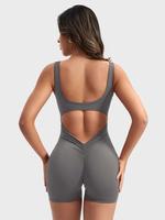 Women's Solid Backless Romper, Casual Comfy Sleeveless Skinny Romper for Daily Wear, Ladies Clothes for All Seasons, Activewe...