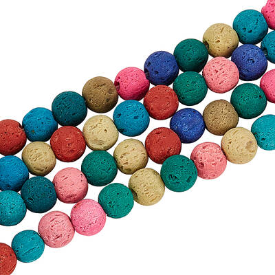 4 Strands Synthetic Lava Rock Beads Strands