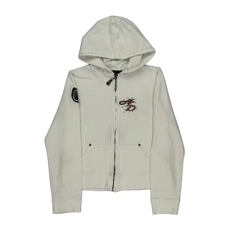 105Th Anniversary Harley Davidson Graphic Hoodie - Medium White Cotton Blend