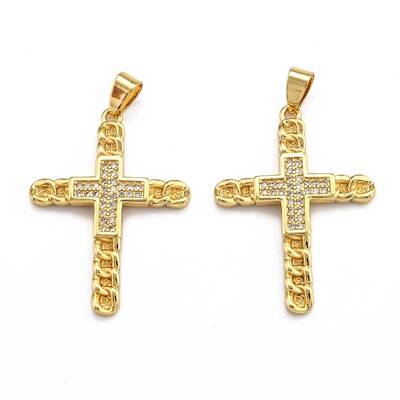 Brass Micro Pave Clear Cubic Zirconia Pendants