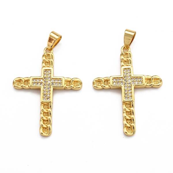 Brass Micro Pave Clear Cubic Zirconia Pendants