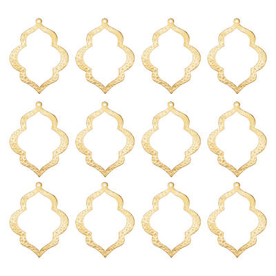 12Pcs Brass Retro Hollow Pendants