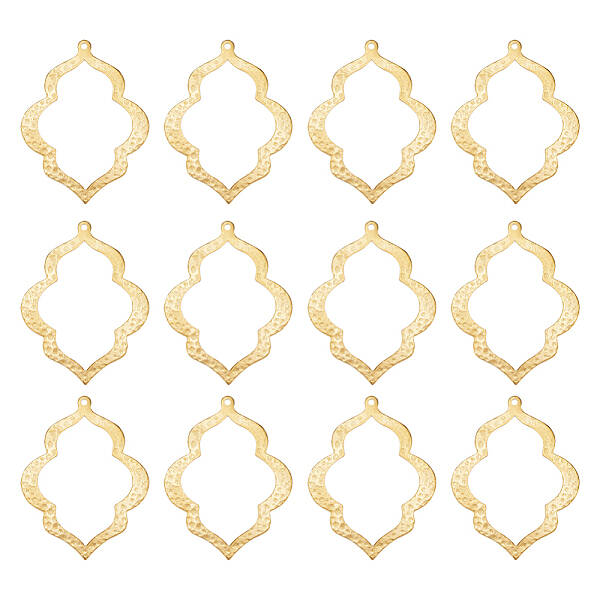 12Pcs Brass Retro Hollow Pendants