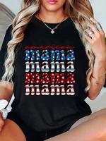 American Mama Matching Family 4th Of July American Flag T-Shirt Summer Outfits For Women T Shirts Women Graphic Tees Women