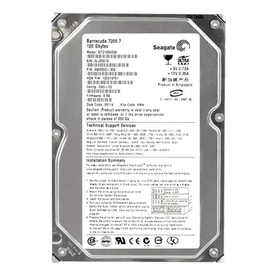 ST3120022A Seagate BarraCuda 7200.7 Series 120GB 7200RPM IDE Ultra ATA/100 (ATA-6) 2MB Cache 3.5-Inch Hard Drive