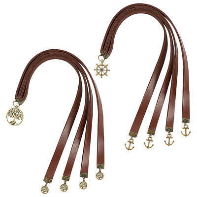 2Pcs 2 Style Cowhide Leather Bookmarks