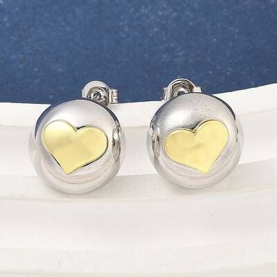 Brass Two Tone Stud Earrings for Women