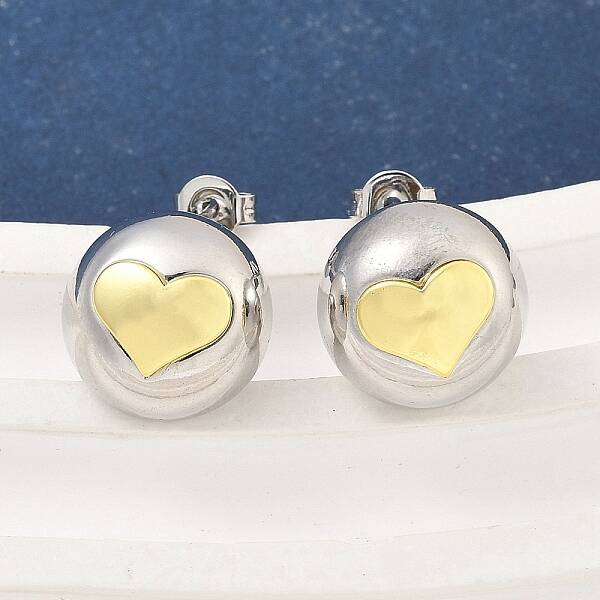 Brass Two Tone Stud Earrings for Women