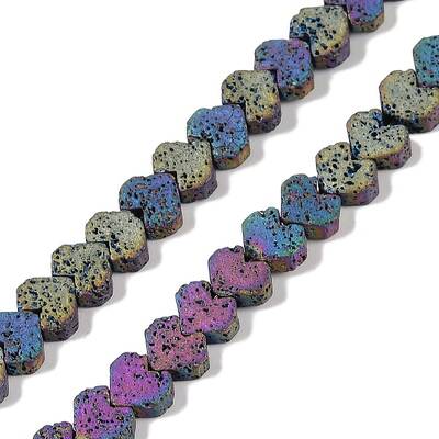 Electroplated Natural Lava Rock Beads Strands