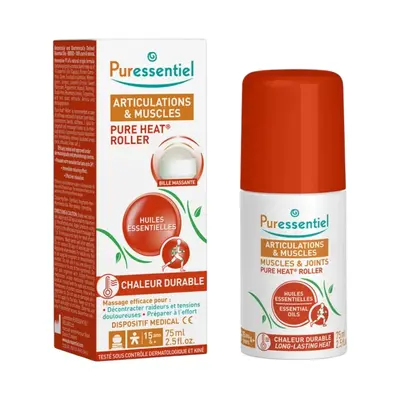 Puressentiel Pure Heat Oli Essenziali Olio Corpo Roll-On Per Articolazioni e Muscoli 75 ml
