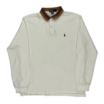 Polo By Ralph Lauren Long Sleeve Polo Shirt - Large Brown Cotton