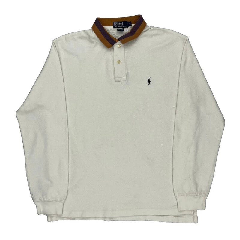 Polo By Ralph Lauren Long Sleeve Polo Shirt - Large Brown Cotton