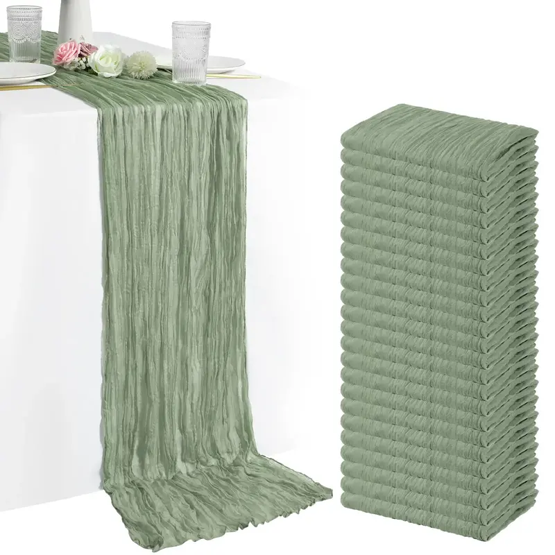 FANI 1 6 10 24 30 Pcs 120inch 10FT Cheesecloth Table Runner Summer Boho Rustic Gauze Farmhouse Cheese Cloth Runner for Weddin...
