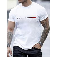 Men's Paris Print 220g Heavyweight Cotton T-Shirt - Soft Breathable Loose Fit Round Neck Short Sleeve, Made in USA Casual Sum...