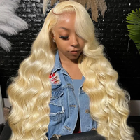 200% Density Blonde Body Wave Lace Front Wig HD Transparent Lace Human Hair Wigs 13x6 Lace Frontal Wave Wig Natural Hairline