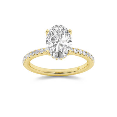 Kyoto Hidden Halo Oval Lab Grown Diamond Engagement Ring | 14K Yellow Gold 1 3/4 CT. TW.