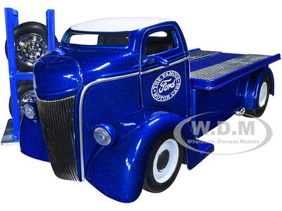 1947 Ford COE Flatbed Truck Dark Blue Metallic with White Top \