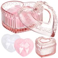 2 Pcs Body Powder Puff with Glass Jar Fluffy Body Puff for Dusting Powder Makeup Puff and Crystal Case Gifts for Girls Birthd...
