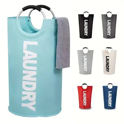 Large Waterproof Laundry Basket, 1 Count Collapsible Laundry Bag, Freestanding Tall Clothes Hamper, Foldable Washing Bin, Hom...