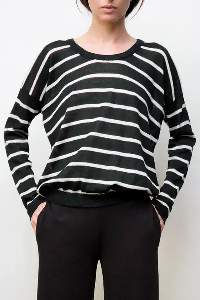 nini stripes pullover - midnight / bone | Size: medium