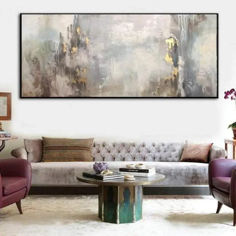 Large abstract gray paintings on canvas Silver modern acrylic paintings original modern wall art unique painting Decor | SPRI...