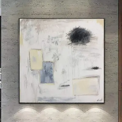 Large Original Acrylic Abstract White Paintings On Canvas Minimalist Fine Art Modern Art Contemporary Wall Art | BLURRED LINE...