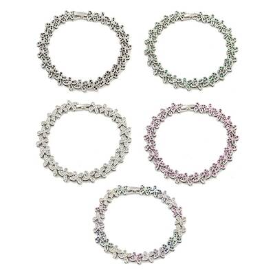 Rack Plating Brass Pave Cubic Zirconia Butterfly Link Bracelets for Women