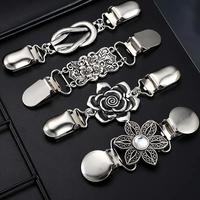 Vintage Sweater Shawl Clips, 4pcs Retro Collar Clips for Women and Girls, Dress Shirts Brooches for Outdoor