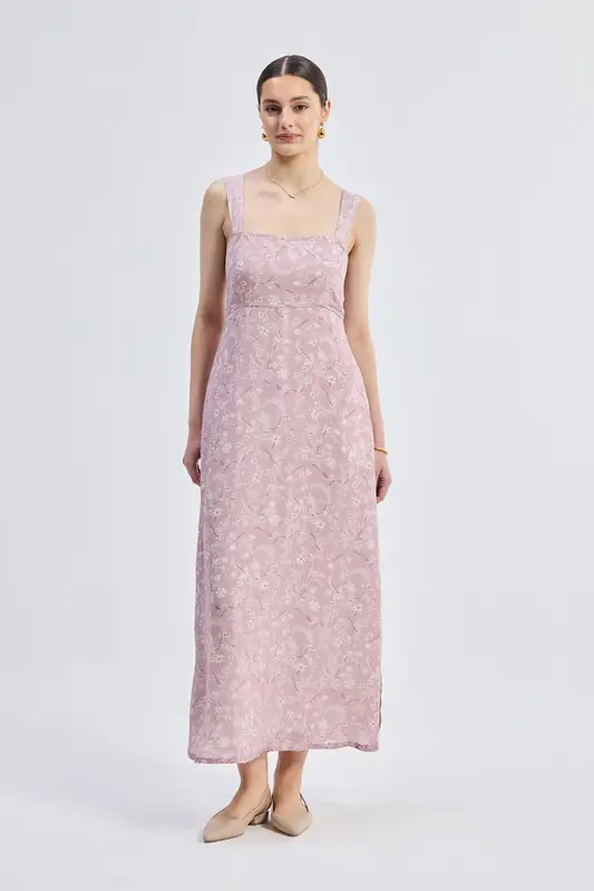 Perfect Floral Maxi with Tapered Straps in Pink | Color: Blossom Blush | Size: L