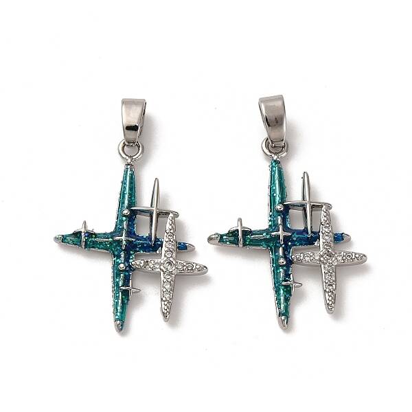 Brass Micro Pave Cubic Zirconia Pendants