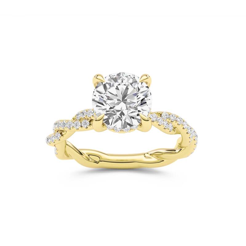 ChiraTan Round Lab Grown Diamond Engagement Ring | 10K Yellow Gold 3 3/8 CT. TW.