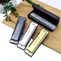 10-Hole C Key Chromatic Harmonica Mouth Organ - Durable Plastic Combs with Stainless Steel Cover, Includes Protective Case - ...