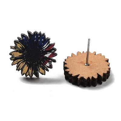 Independence Day Wood Stud Earrings