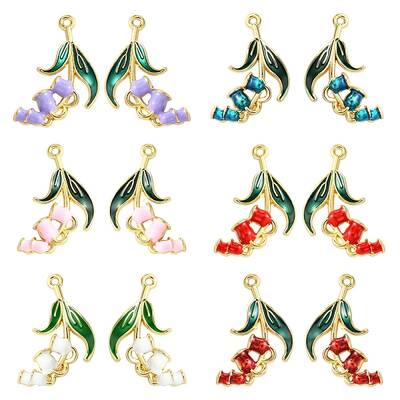 12Pcs 12 Styles Alloy Enamel Pendants