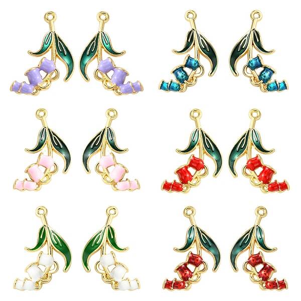 12Pcs 12 Styles Alloy Enamel Pendants