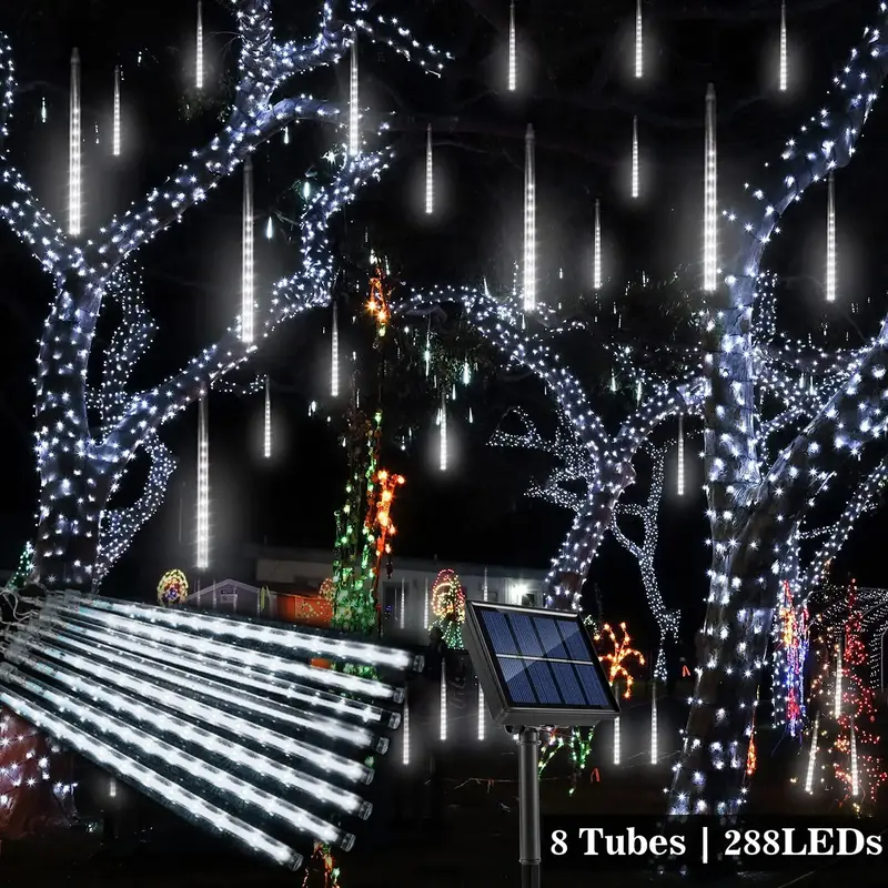 288 LED Solar Lights Meteor Shower Rain Tree String lamps Outdoor Garden Party  hallway christmas lights - Cool White
