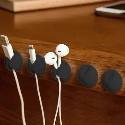 Round Cable Management Holder, 5pcs Cable Holder Clip, Desk Accessories Data Cable Storage Rack for Office Desk