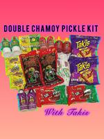 Double Chamoy Pickle Kit with Takis, Gushers, Fruit Roll Ups, Liquid Lucas, Lucas Powder, Purple Lucas Lollipop Powder, Skwin...