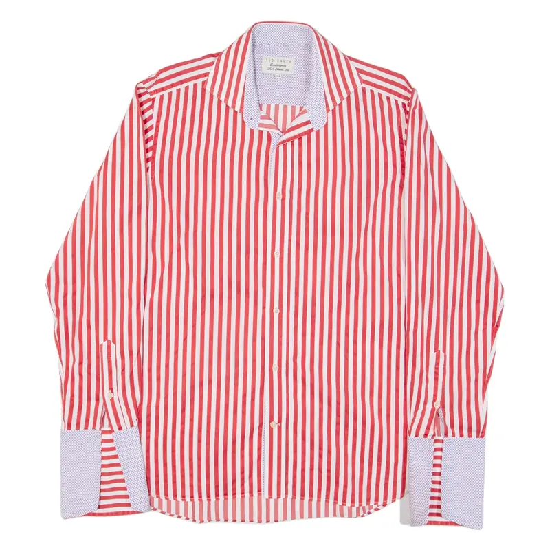 TED BAKER Mens Shirt Red Striped Long Sleeve M