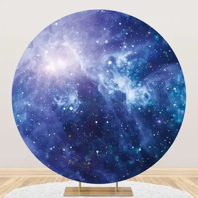 Round Blue Universe Stars Texture Birthday Backdrop - Aperturee
