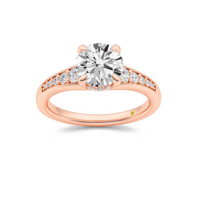 Bloom Tapered Pavé Set Hidden Halo Round Lab Grown Diamond Engagement Ring | 10K Rose Gold 4 1/2 CT. TW.