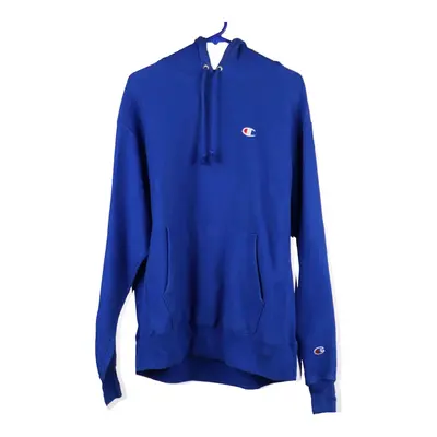 Champion Hoodie - Large Blue Cotton Blend