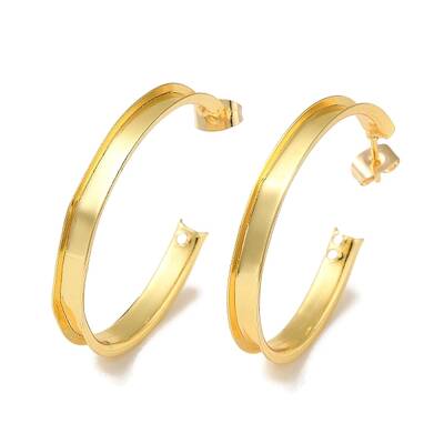 Rack Plating Iron Stud Half Hoop Earrings