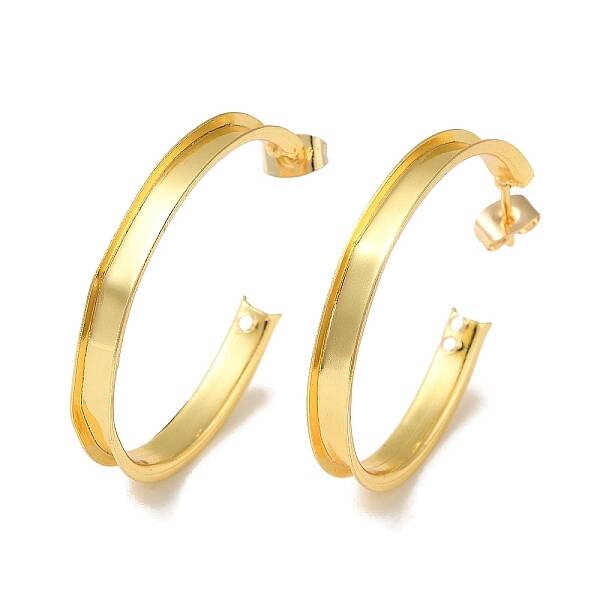Rack Plating Iron Stud Half Hoop Earrings