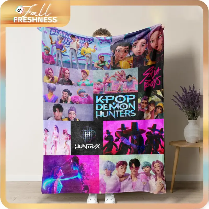 K-Pop Demon Hunters Printed Blanket for Men Women Warm Cozy Fluffy Throw 40x50 Inches Multi-size FallFreshness 100% Polyester...