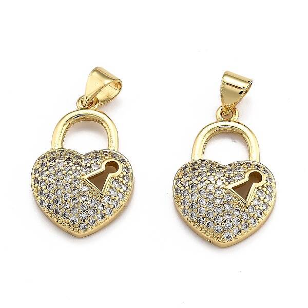 Brass Micro Pave Clear Cubic Zirconia Pendants